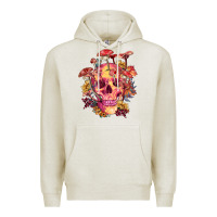 Oatmeal Heather Floral skeleton with mushrooms Premium Hoodie - RanaPortraitStore