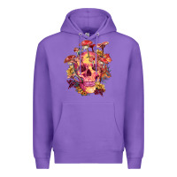 Purple Floral skeleton with mushrooms Premium Hoodie - RanaPortraitStore