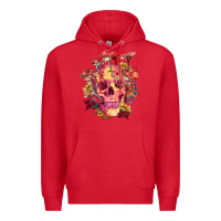 Red Floral skeleton with mushrooms Premium Hoodie - RanaPortraitStore