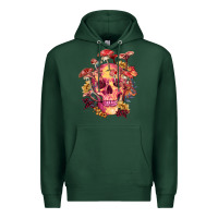 Sports Green Floral skeleton with mushrooms Premium Hoodie - RanaPortraitStore