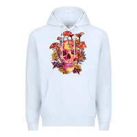 White Floral skeleton with mushrooms Premium Hoodie - RanaPortraitStore