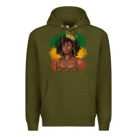 Army Green black queen with juneteenth flag Premium Hoodie - texasbilliewilder