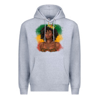 Heather Grey black queen with juneteenth flag Premium Hoodie - texasbilliewilder