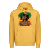 Mustard black queen with juneteenth flag Premium Hoodie - texasbilliewilder