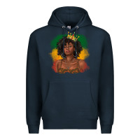 Navy black queen with juneteenth flag Premium Hoodie - texasbilliewilder