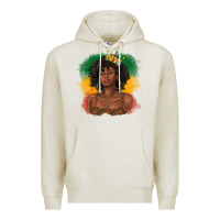 Oatmeal Heather black queen with juneteenth flag Premium Hoodie - texasbilliewilder