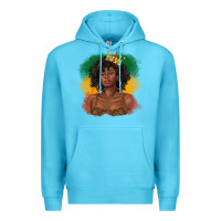 Ocean Blue black queen with juneteenth flag Premium Hoodie - texasbilliewilder