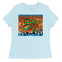 Baby Blue autism awareness hearts leopard cowhide Ladies Tee - Artiststas