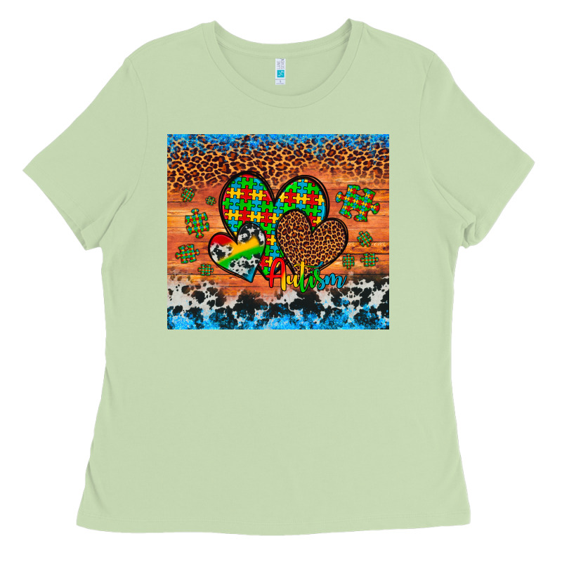 Autism Awareness Hearts Leopard Cowhide Ladies Tee by Artiststas | Teevron