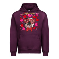 Mauve Wine Valentine's day  english bulldog Urban Hoodie - RanaPortraitStore