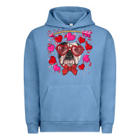 Pigment Pebble Blue Valentine's day  english bulldog Urban Hoodie - RanaPortraitStore