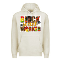Oatmeal Heather black social worker Premium Hoodie - texasbilliewilder