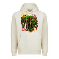 Oatmeal Heather black vibes only Premium Hoodie - texasbilliewilder