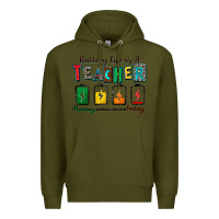 Army Green battery life of a teacher Premium Hoodie - Zillion Design Studio