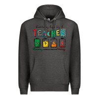 Charcoal Heather battery life of a teacher Premium Hoodie - Zillion Design Studio