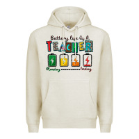 Oatmeal Heather battery life of a teacher Premium Hoodie - Zillion Design Studio
