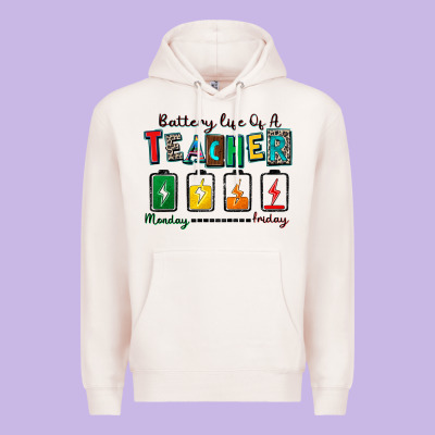 Battery Life Of A Teacher Premium Hoodie Designed By Zillion Design Studio