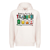 Pale Pink battery life of a teacher Premium Hoodie - Zillion Design Studio