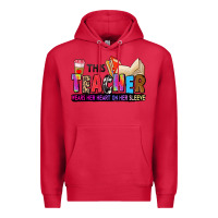 Cardinal this teacher wears her heart on her sleeve Premium Hoodie - Zillion Design Studio