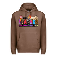 Chestnut this teacher wears her heart on her sleeve Premium Hoodie - Zillion Design Studio
