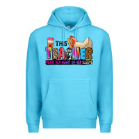 Ocean Blue this teacher wears her heart on her sleeve Premium Hoodie - Zillion Design Studio