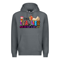 Rock this teacher wears her heart on her sleeve Premium Hoodie - Zillion Design Studio