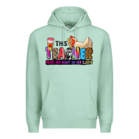 Seafoam this teacher wears her heart on her sleeve Premium Hoodie - Zillion Design Studio