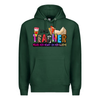 Sports Green this teacher wears her heart on her sleeve Premium Hoodie - Zillion Design Studio