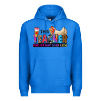 True Royal this teacher wears her heart on her sleeve Premium Hoodie - Zillion Design Studio