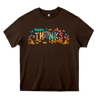 Chocolate Brown Happy thanksgiving Heavy Core Tee - CowhideDigitalArt