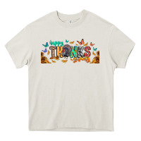 Cream Happy thanksgiving Heavy Core Tee - CowhideDigitalArt