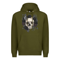 Army Green Floral skull Premium Hoodie - RanaPortraitStore