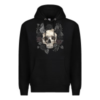 Black Floral skull Premium Hoodie - RanaPortraitStore