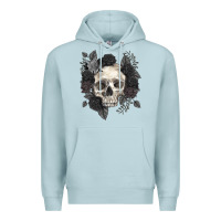 Blue Mist Floral skull Premium Hoodie - RanaPortraitStore