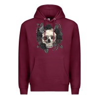 Burgundy Floral skull Premium Hoodie - RanaPortraitStore