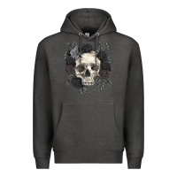 Charcoal Heather Floral skull Premium Hoodie - RanaPortraitStore