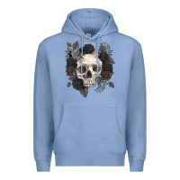 Colony Blue Floral skull Premium Hoodie - RanaPortraitStore