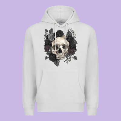 Floral Skull Premium Hoodie Designed By Ranaportraitstore