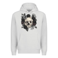 Dove Grey Floral skull Premium Hoodie - RanaPortraitStore