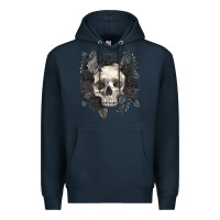 Navy Floral skull Premium Hoodie - RanaPortraitStore