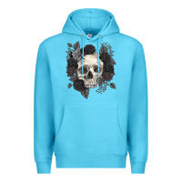 Ocean Blue Floral skull Premium Hoodie - RanaPortraitStore