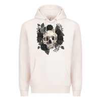 Pale Pink Floral skull Premium Hoodie - RanaPortraitStore