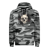 Slate Camo Floral skull Premium Hoodie - RanaPortraitStore