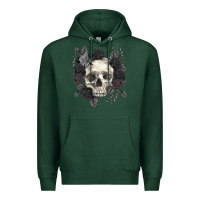 Sports Green Floral skull Premium Hoodie - RanaPortraitStore