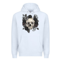 White Floral skull Premium Hoodie - RanaPortraitStore
