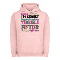 Pigment Salmon sorry im cranky im going through my terrible fifties right now Urban Hoodie - texasbilliewilder