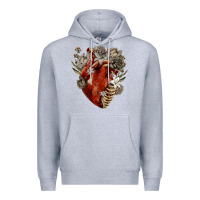 Heather Grey Flower anatomical heart Premium Hoodie - RanaPortraitStore