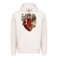 Pale Pink Flower anatomical heart Premium Hoodie - RanaPortraitStore