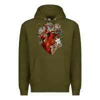 Army Green Flower anatomical heart Premium Hoodie - RanaPortraitStore