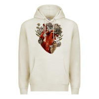 Oatmeal Heather Flower anatomical heart Premium Hoodie - RanaPortraitStore